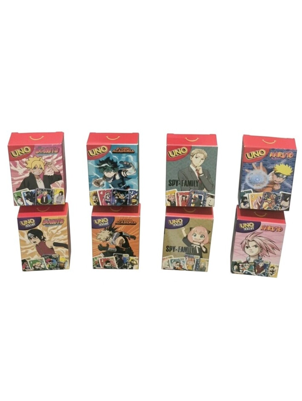 COMPLETE FULL SET (X8) Mcdonald's Anime X Uno Cards Canada NEW 2026 Naruto Spy
